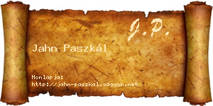 Jahn Paszkál névjegykártya